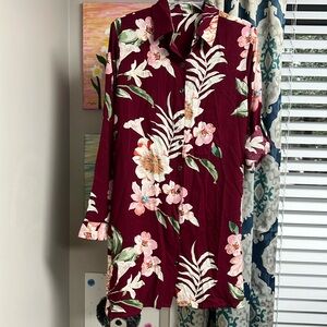 Womens size S/M Hawaiian dress burgandy.